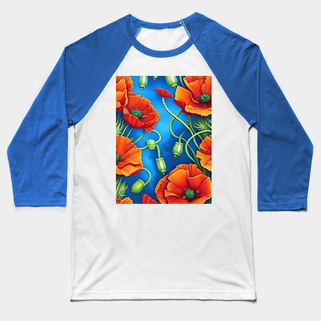 Beautiful Orange Poppies Baseball T-Shirt by LyndiiLoubie